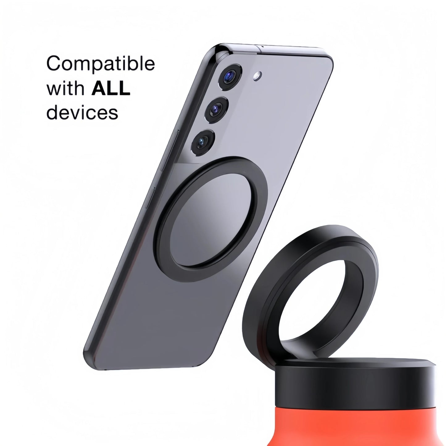 Solierte Sportwasserflasche aus Edelstahl mit magnetischer Telefonhalter