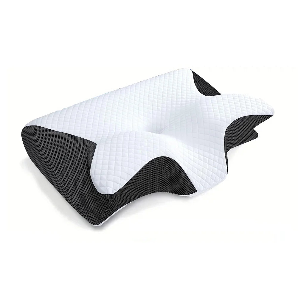 Memory-Schaum-Halskissen, 2-in-1 orthopädisches Kissen mit ergonomischer Kontur für Nackenschmerzen