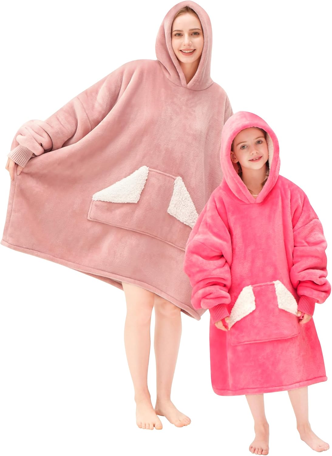 Tragbare Decke Hoodie, übergroße Sherpa-Decke, Sweatshirt mit Kapuzentasche und Ärmeln