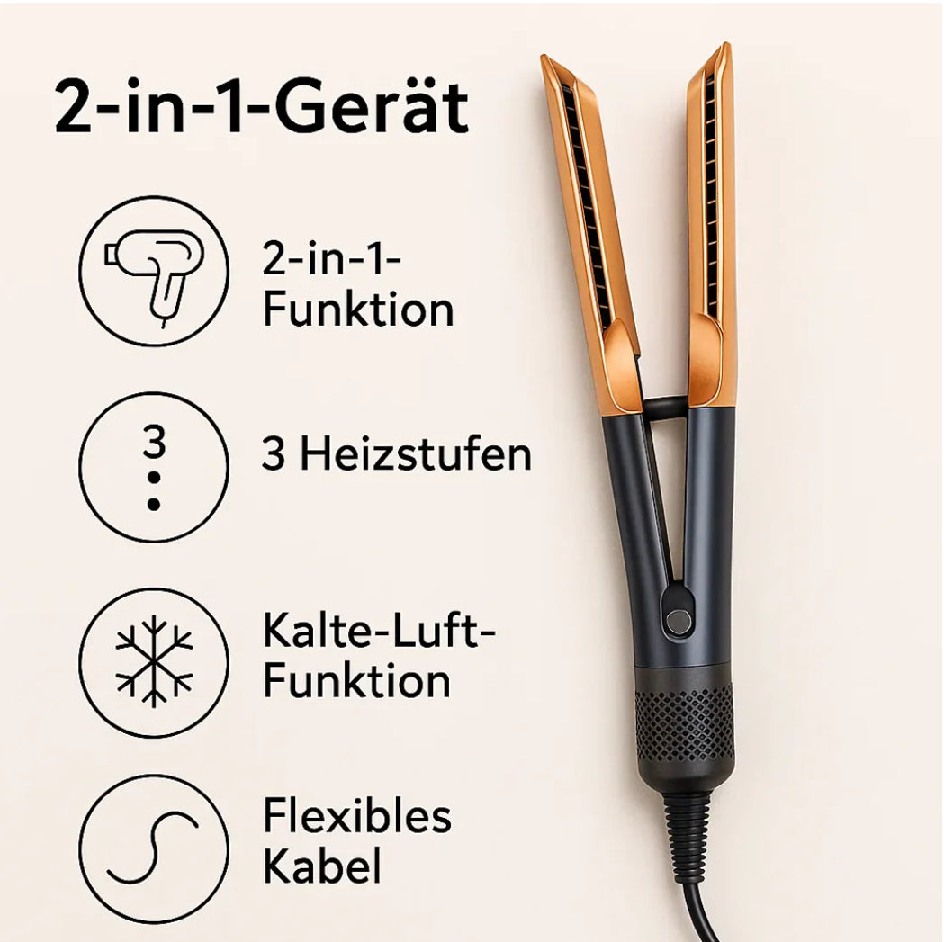 2-in-1 Glätteisen mit Föhnfunktion & Ionentechnologie
