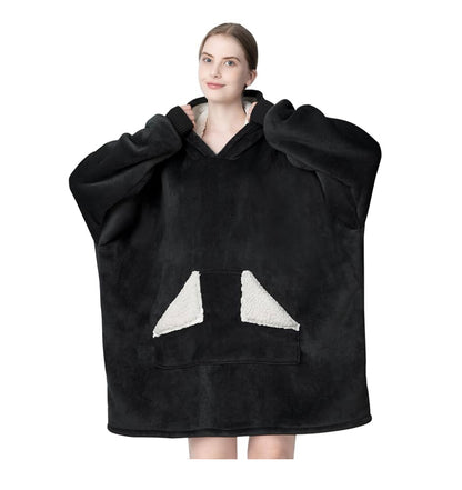 Tragbare Decke Hoodie, übergroße Sherpa-Decke, Sweatshirt mit Kapuzentasche und Ärmeln