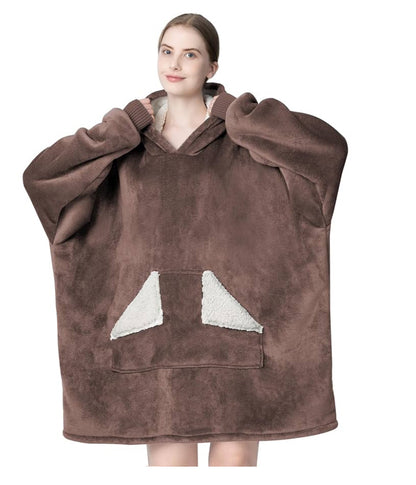 Tragbare Decke Hoodie, übergroße Sherpa-Decke, Sweatshirt mit Kapuzentasche und Ärmeln