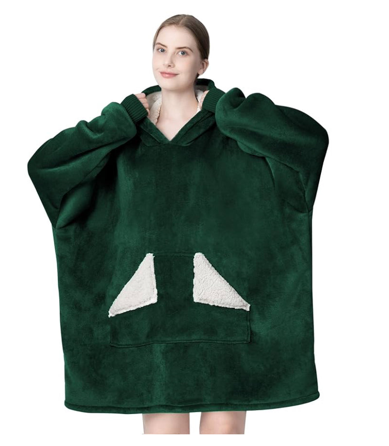 Tragbare Decke Hoodie, übergroße Sherpa-Decke, Sweatshirt mit Kapuzentasche und Ärmeln