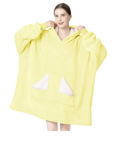 Tragbare Decke Hoodie, übergroße Sherpa-Decke, Sweatshirt mit Kapuzentasche und Ärmeln