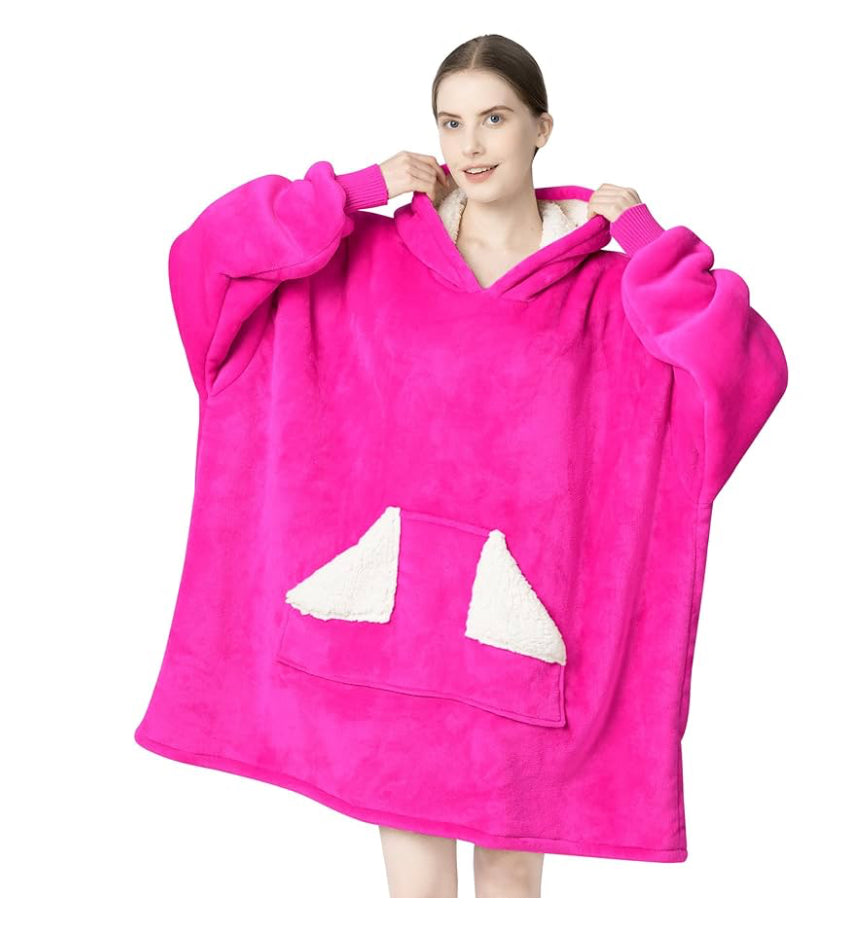 Tragbare Decke Hoodie, übergroße Sherpa-Decke, Sweatshirt mit Kapuzentasche und Ärmeln