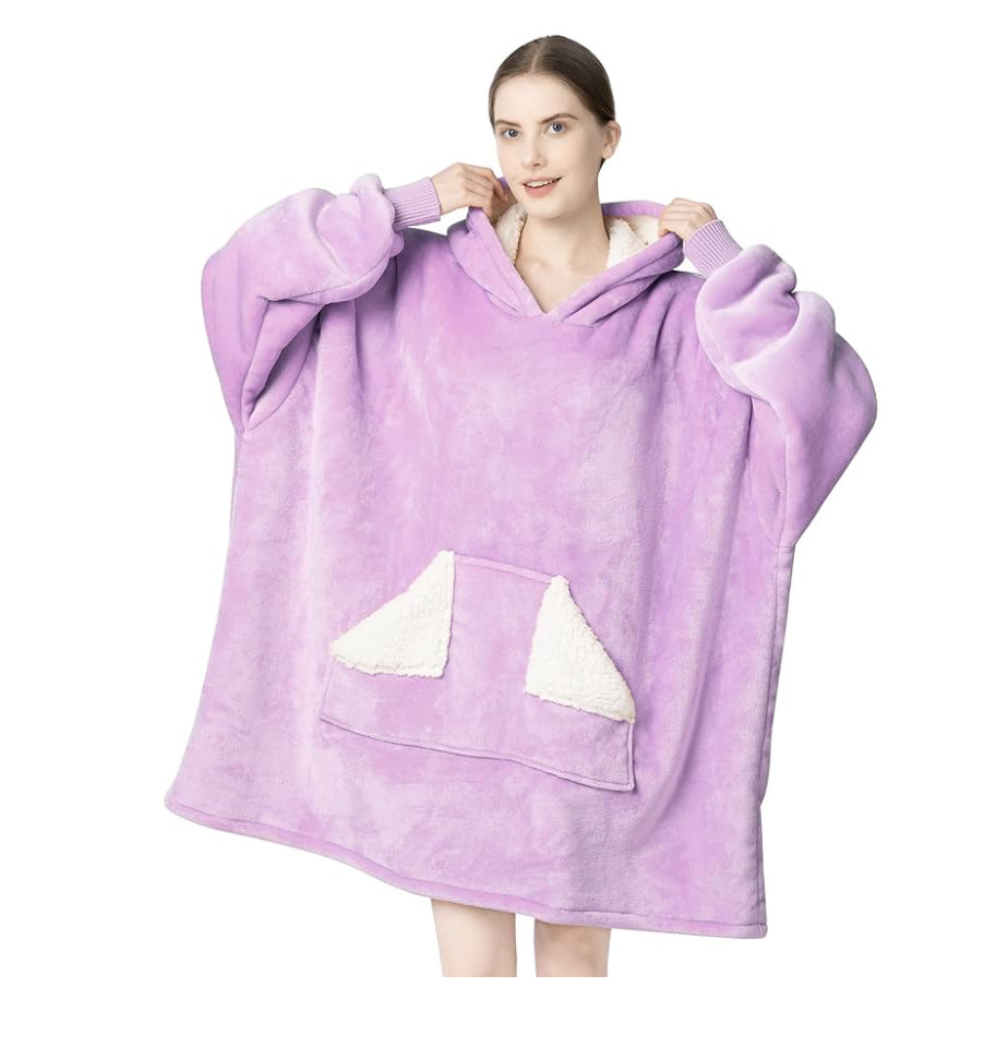 Tragbare Decke Hoodie, übergroße Sherpa-Decke, Sweatshirt mit Kapuzentasche und Ärmeln