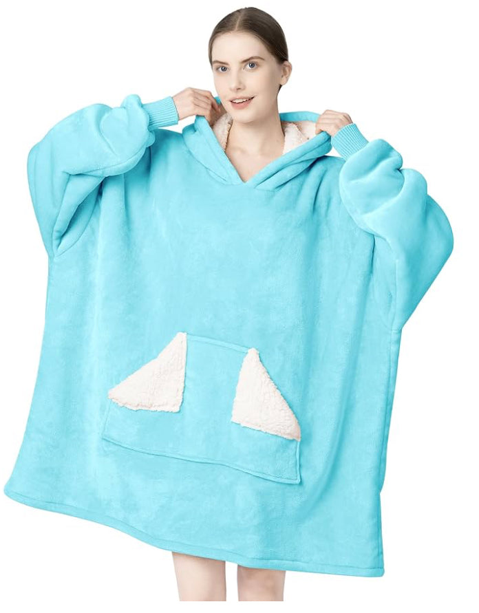 Tragbare Decke Hoodie, übergroße Sherpa-Decke, Sweatshirt mit Kapuzentasche und Ärmeln