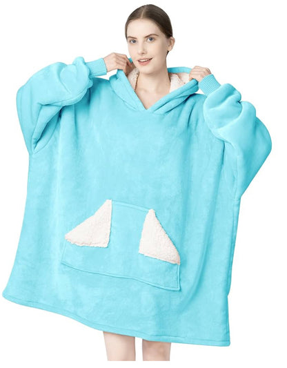 Tragbare Decke Hoodie, übergroße Sherpa-Decke, Sweatshirt mit Kapuzentasche und Ärmeln