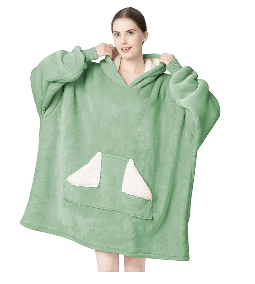Tragbare Decke Hoodie, übergroße Sherpa-Decke, Sweatshirt mit Kapuzentasche und Ärmeln