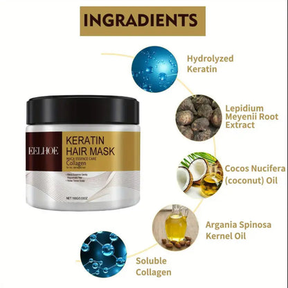 Keratin-Haarmaske mit Maca-Essenz und Collagen – feuchtigkeitsspendende Reparaturbehandlung für seidig glattes Haar