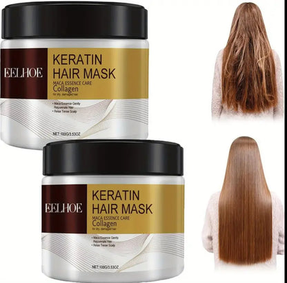 Keratin-Haarmaske mit Maca-Essenz und Collagen – feuchtigkeitsspendende Reparaturbehandlung für seidig glattes Haar