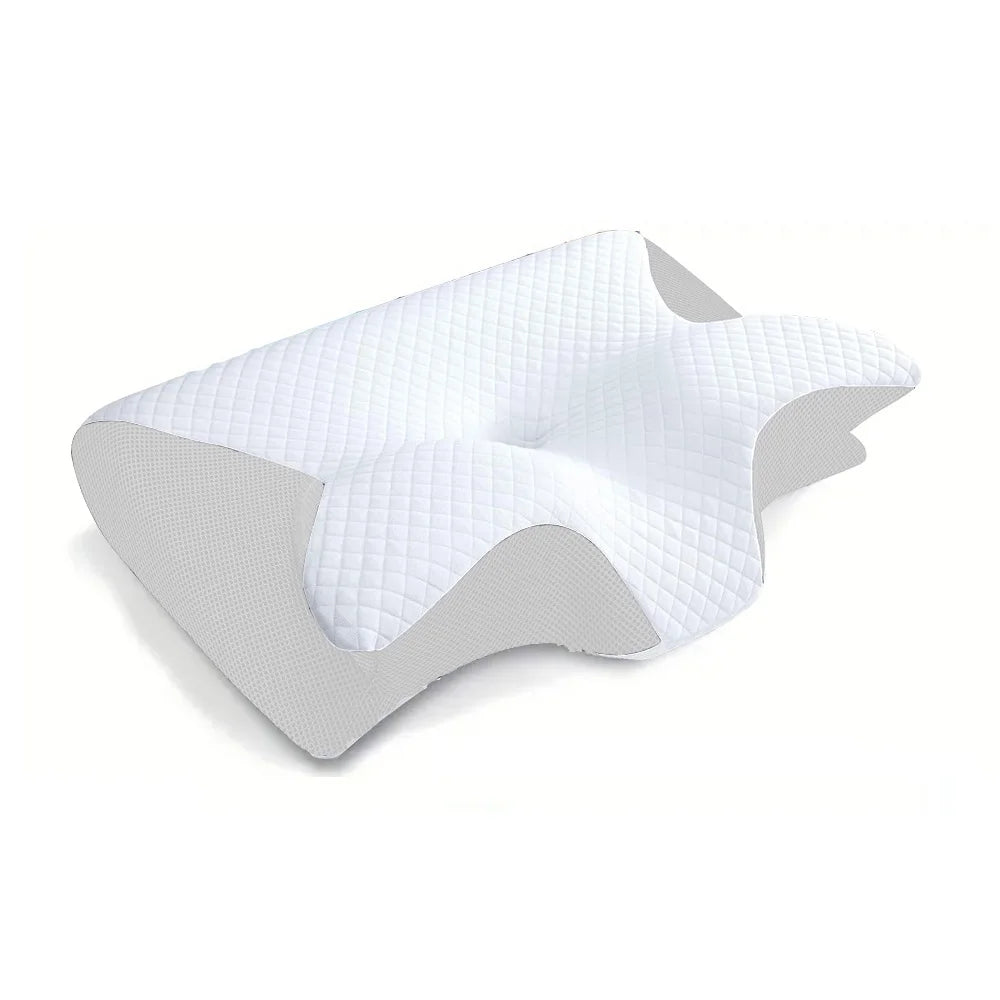 Memory-Schaum-Halskissen, 2-in-1 orthopädisches Kissen mit ergonomischer Kontur für Nackenschmerzen