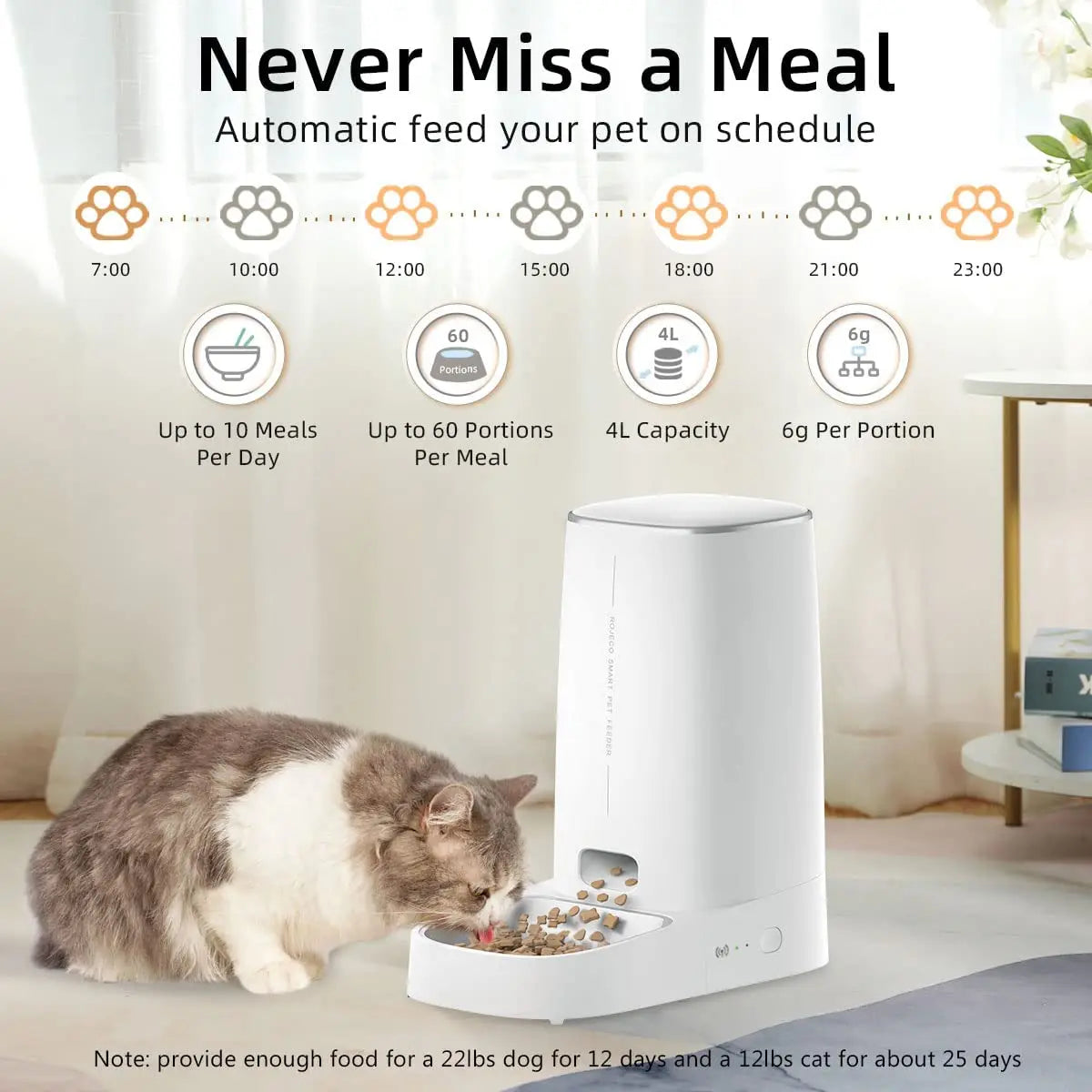 Automatischer Katzenfutterspender für Haustiere, Smart WiFi, Katzenfutter, Kibble-Spender, Fernbedienung, automatischer Futterspender für Katzen und Hunde, Trockenfutter-Zubehör