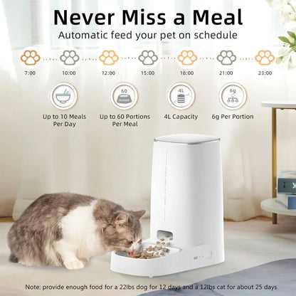 Automatischer Katzenfutterspender für Haustiere, Smart WiFi, Katzenfutter, Kibble-Spender, Fernbedienung, automatischer Futterspender für Katzen und Hunde, Trockenfutter-Zubehör