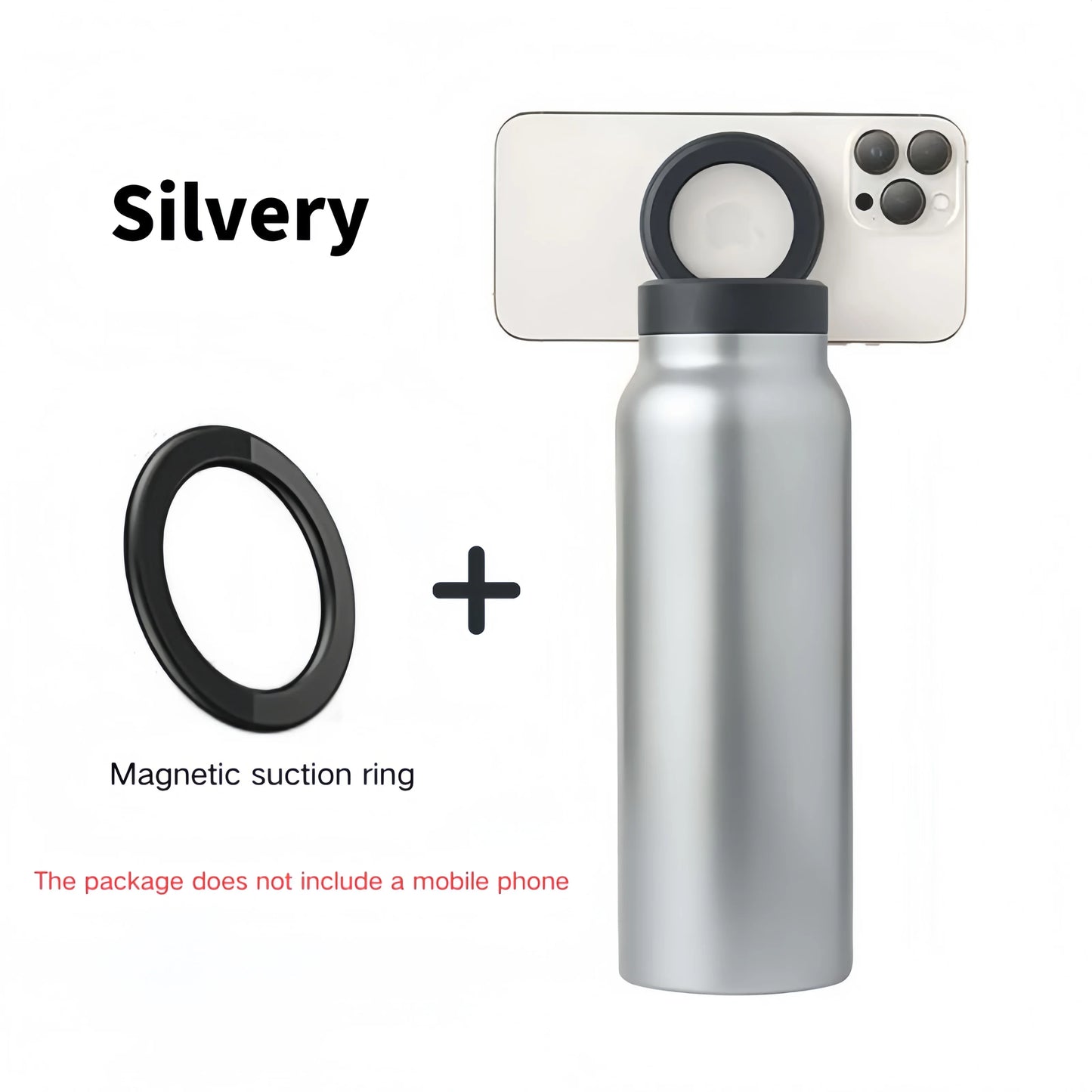 Solierte Sportwasserflasche aus Edelstahl mit magnetischer Telefonhalter