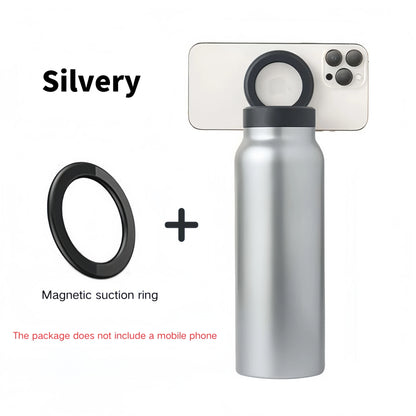 Solierte Sportwasserflasche aus Edelstahl mit magnetischer Telefonhalter