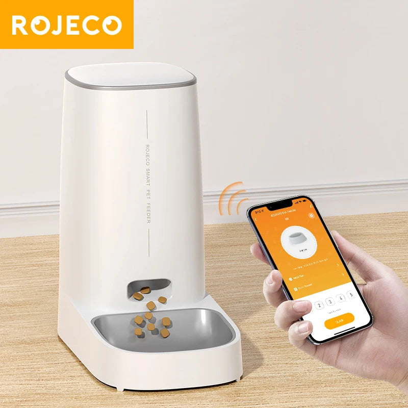 Automatischer Katzenfutterspender für Haustiere, Smart WiFi, Katzenfutter, Kibble-Spender, Fernbedienung, automatischer Futterspender für Katzen und Hunde, Trockenfutter-Zubehör