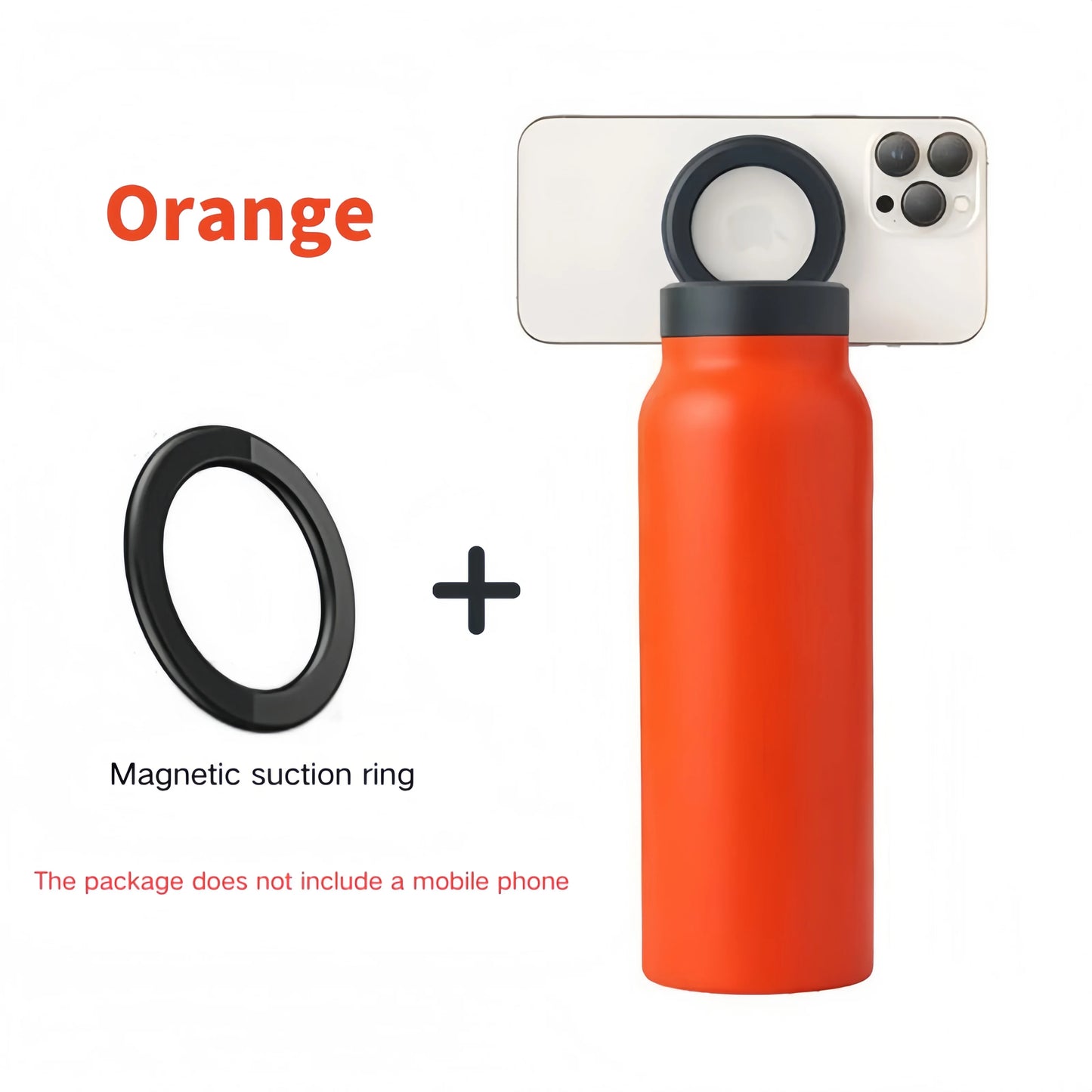 Solierte Sportwasserflasche aus Edelstahl mit magnetischer Telefonhalter